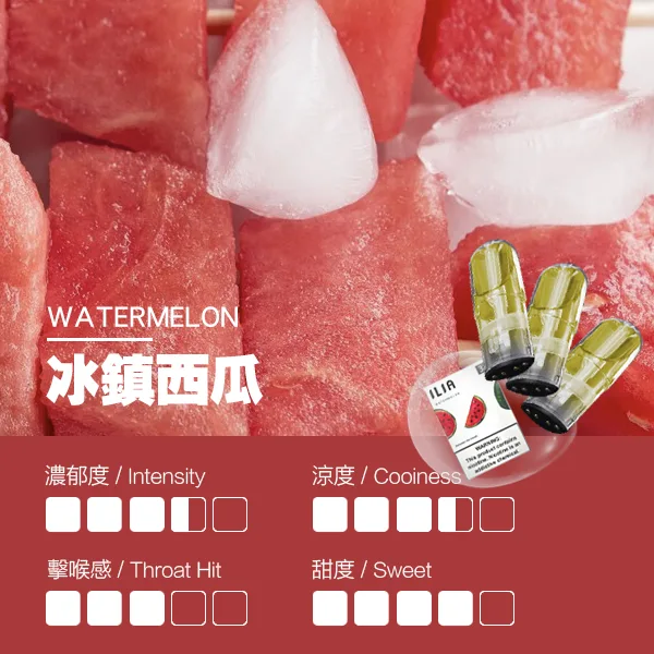 ILIA煙彈 瓷芯霧化彈 冰鎮西瓜口味的口感指數