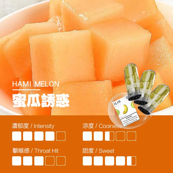 ILIA煙彈 瓷芯霧化彈 哈蜜瓜口味的口感指數